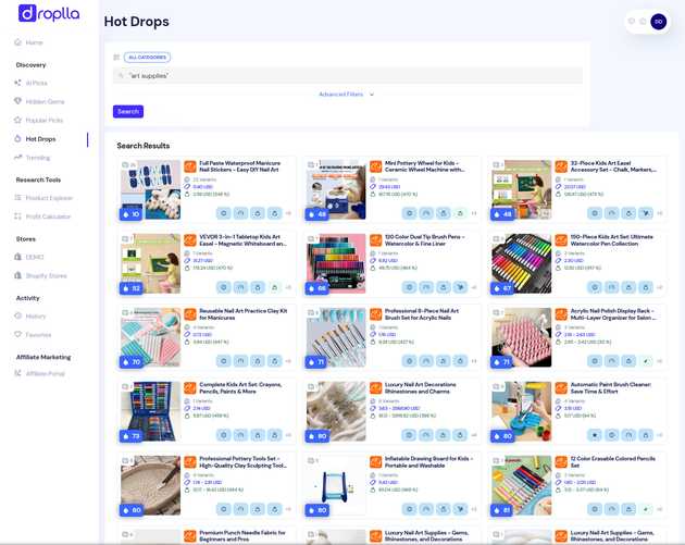 Hot Drop Art Supplies for Dropshipping - Droplla