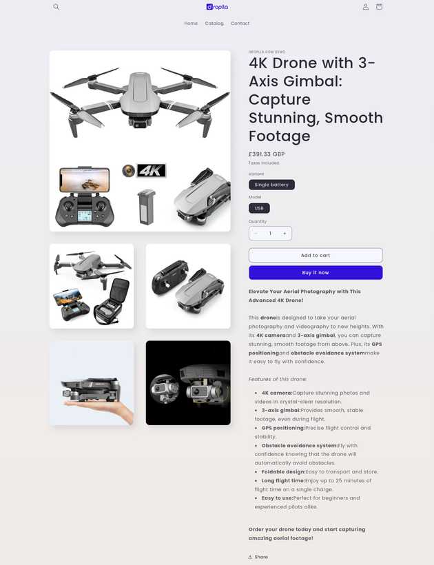 Product listing - Droplla