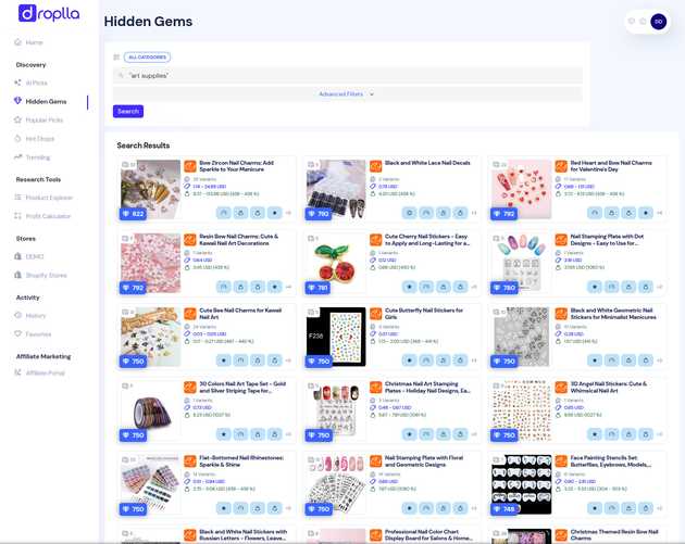 Hidden Gems Art Supplies for Dropshipping - Droplla